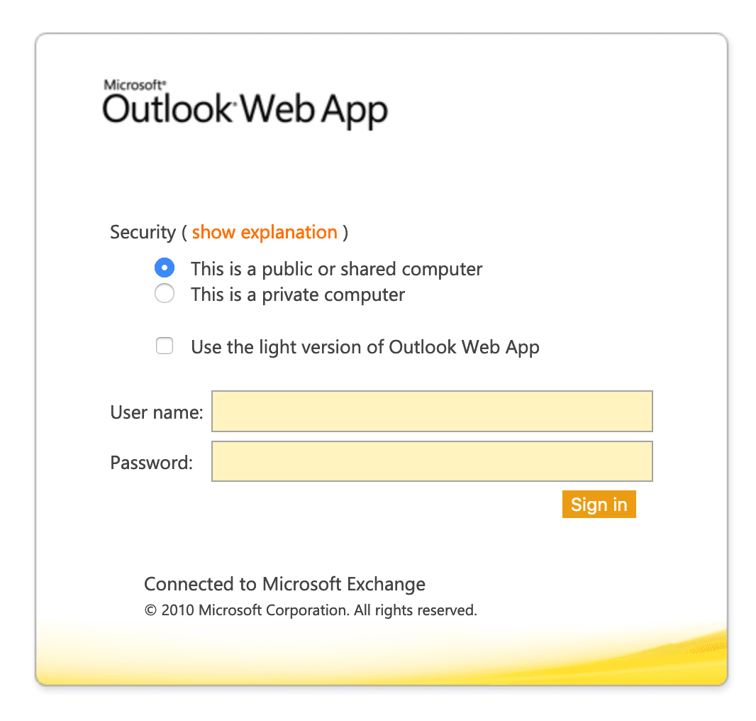 Example: OWA for Exchange 2010
